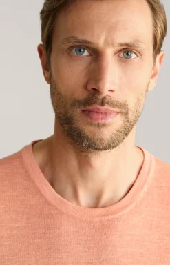 Leinenmix-T-Shirt Maroso in Orange