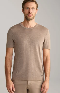 Leinenmix-T-Shirt Maroso in Braun