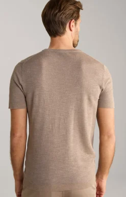 Leinenmix-T-Shirt Maroso in Braun