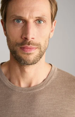 Leinenmix-T-Shirt Maroso in Braun