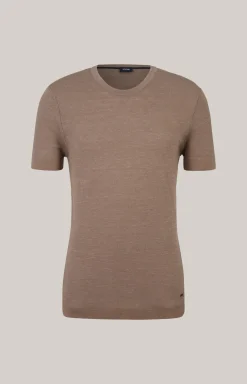 Leinenmix-T-Shirt Maroso in Braun