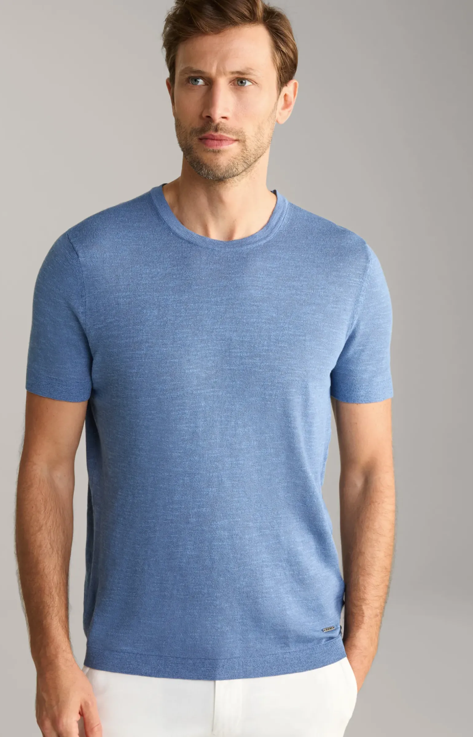 Leinenmix-T-Shirt Maroso in Blau