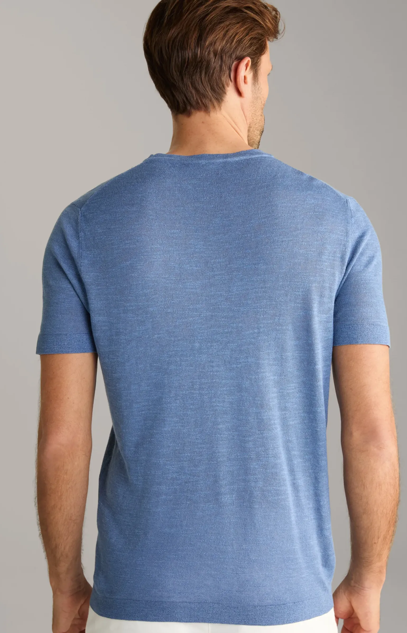 Leinenmix-T-Shirt Maroso in Blau