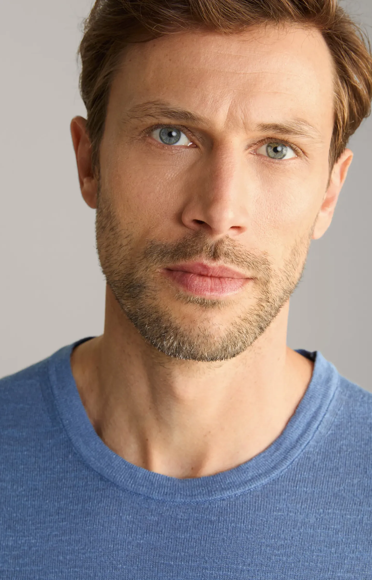 Leinenmix-T-Shirt Maroso in Blau