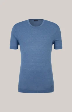 Leinenmix-T-Shirt Maroso in Blau