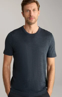 Leinenmix-T-Shirt Maroso in Dunkelblau