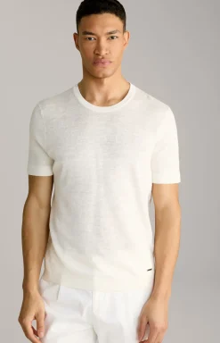 Leinenmix-T-Shirt Maroso in Offwhite