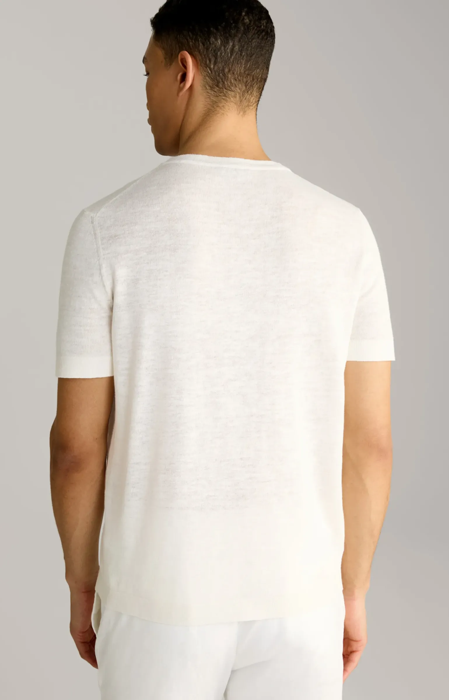 Leinenmix-T-Shirt Maroso in Offwhite