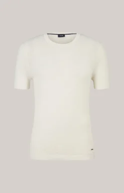 Leinenmix-T-Shirt Maroso in Offwhite