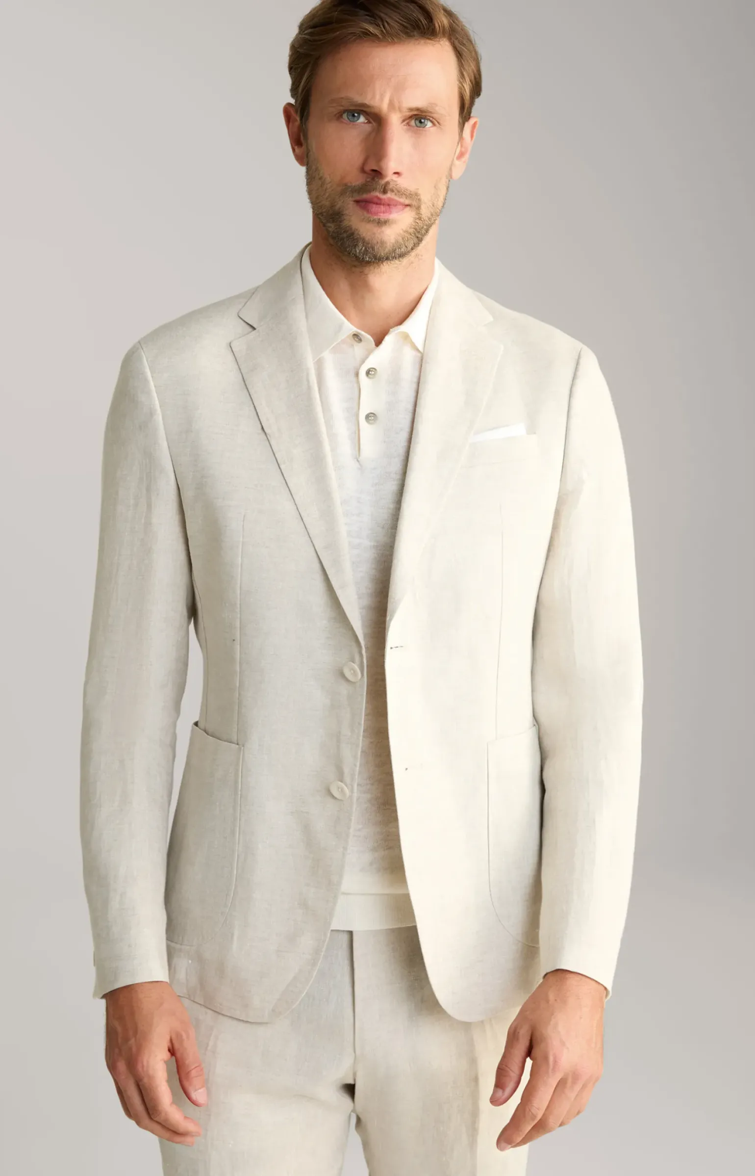 Leinen-Sakko Hoverest in Beige meliert