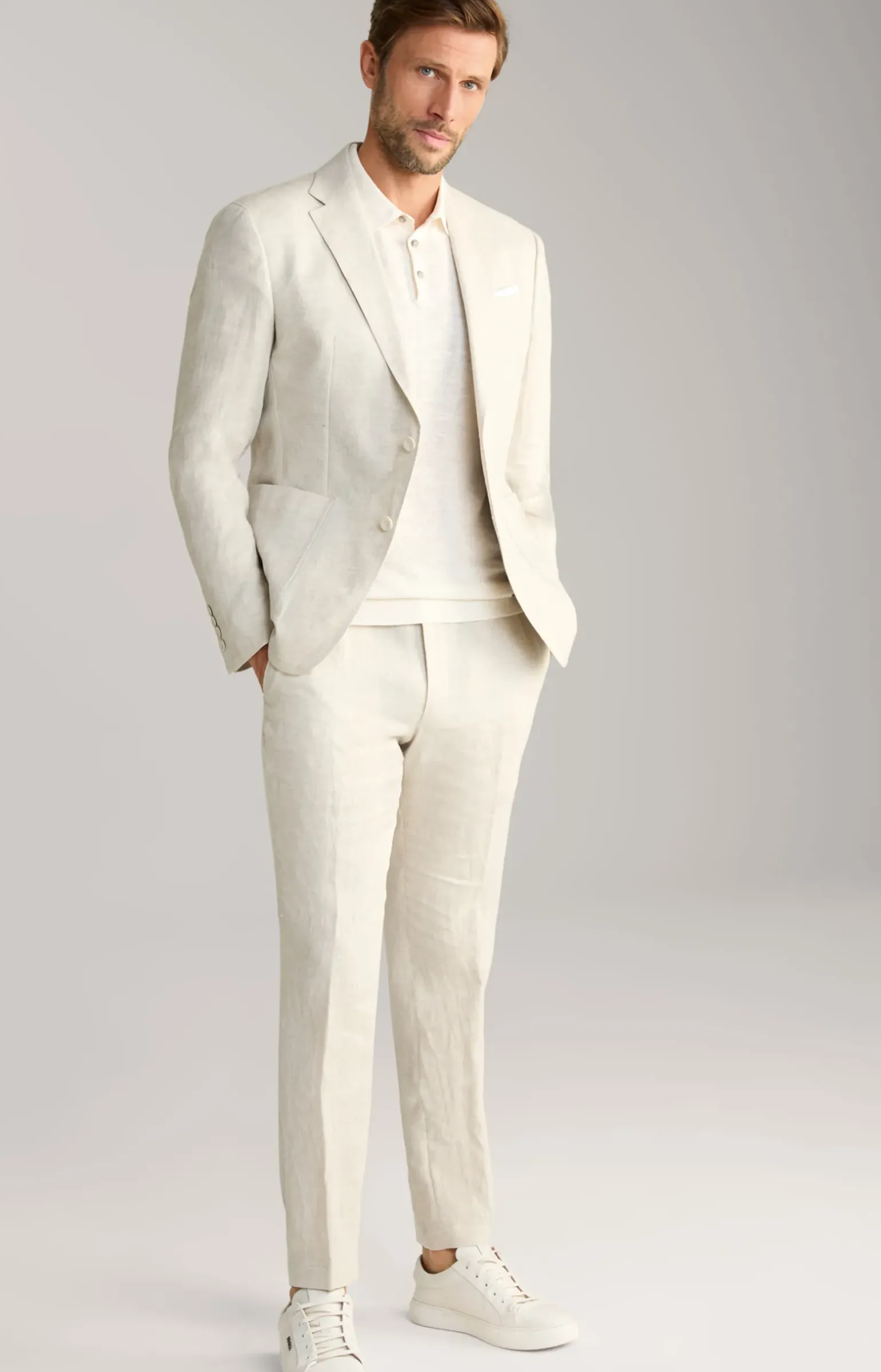 Leinen-Sakko Hoverest in Beige meliert