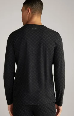 Loungewear Longsleeve in Schwarz gemustert