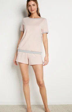 Loungewear Shirt in Rosa/Grau meliert