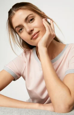 Loungewear Shirt in Rosa/Grau meliert