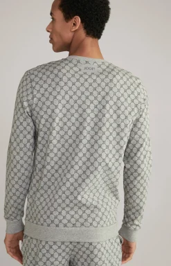 Loungewear Sweatshirt in Hellgrau Melange gemustert