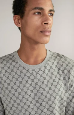 Loungewear Sweatshirt in Hellgrau Melange gemustert