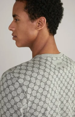 Loungewear Sweatshirt in Hellgrau Melange gemustert