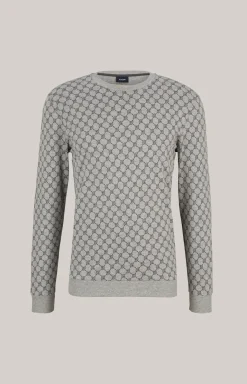 Loungewear Sweatshirt in Hellgrau Melange gemustert