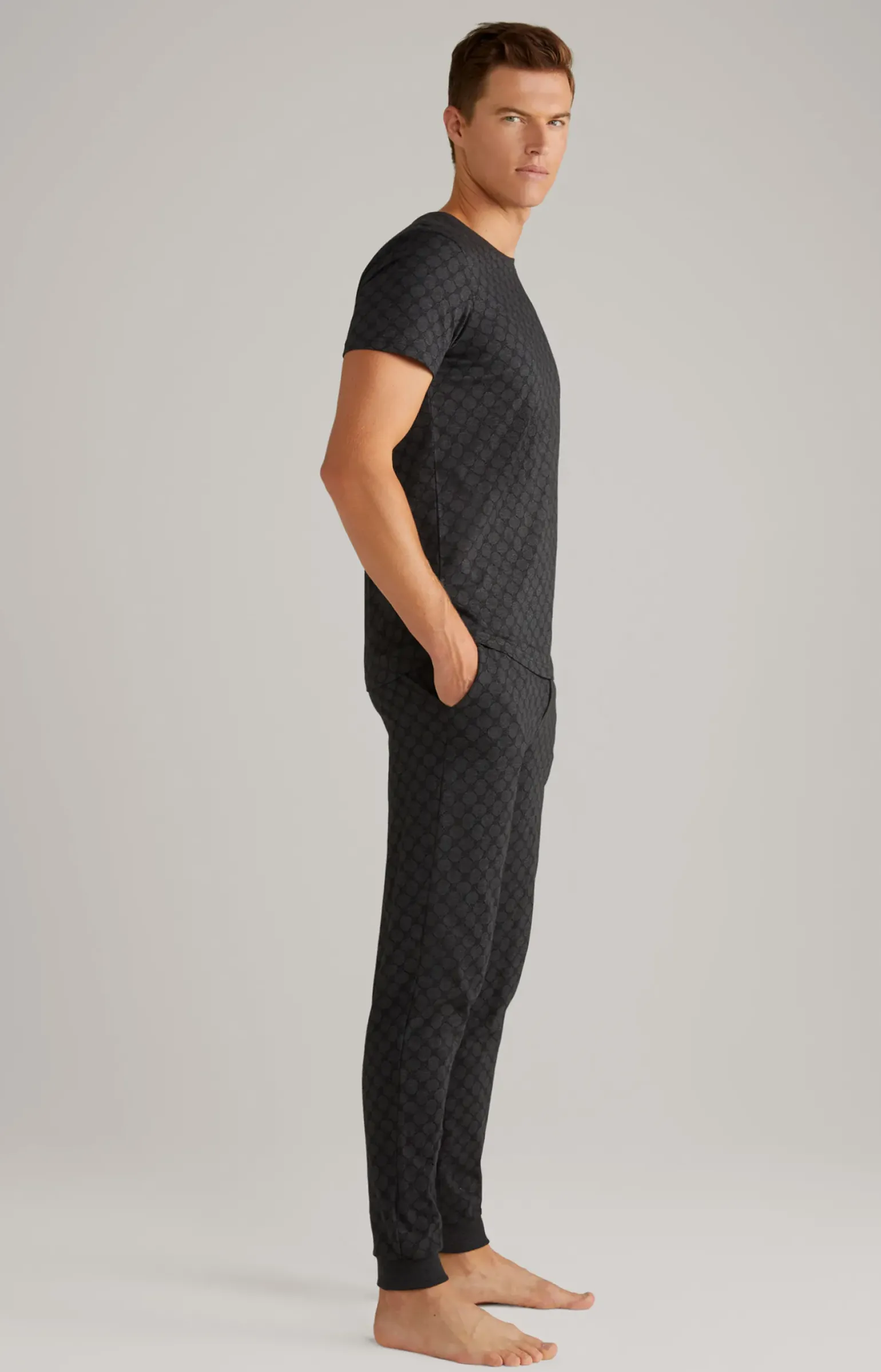 Loungewear T-Shirt in Anthrazit meliert