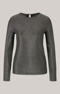 Lurex-Blusenshirt in Grau-Glitzer