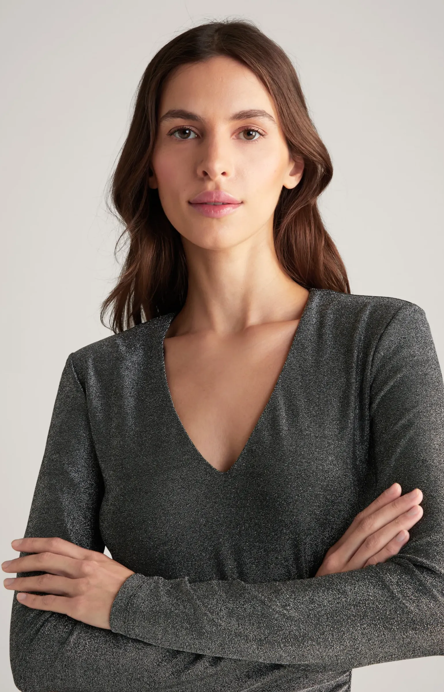 Lurex-Kleid in Grau-Glitzer