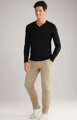 Merinowoll-Pullover Damien in Schwarz