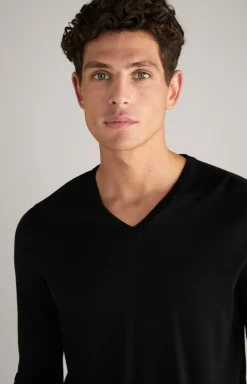 Merinowoll-Pullover Damien in Schwarz