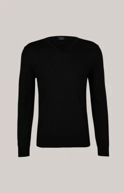 Merinowoll-Pullover Damien in Schwarz