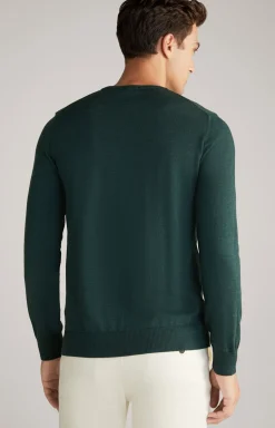 Merinowoll-Pullover Damien in Dunkelgrün
