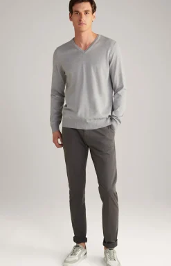 Merinowoll-Pullover Damien in Silbergrau