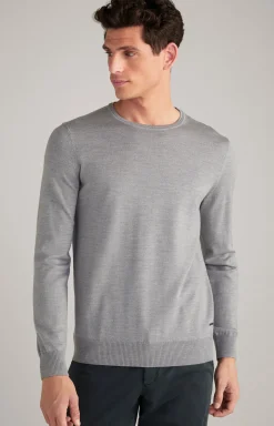 Merinowoll-Pullover Denny in Grau meliert