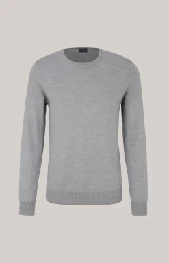 Merinowoll-Pullover Denny in Grau meliert