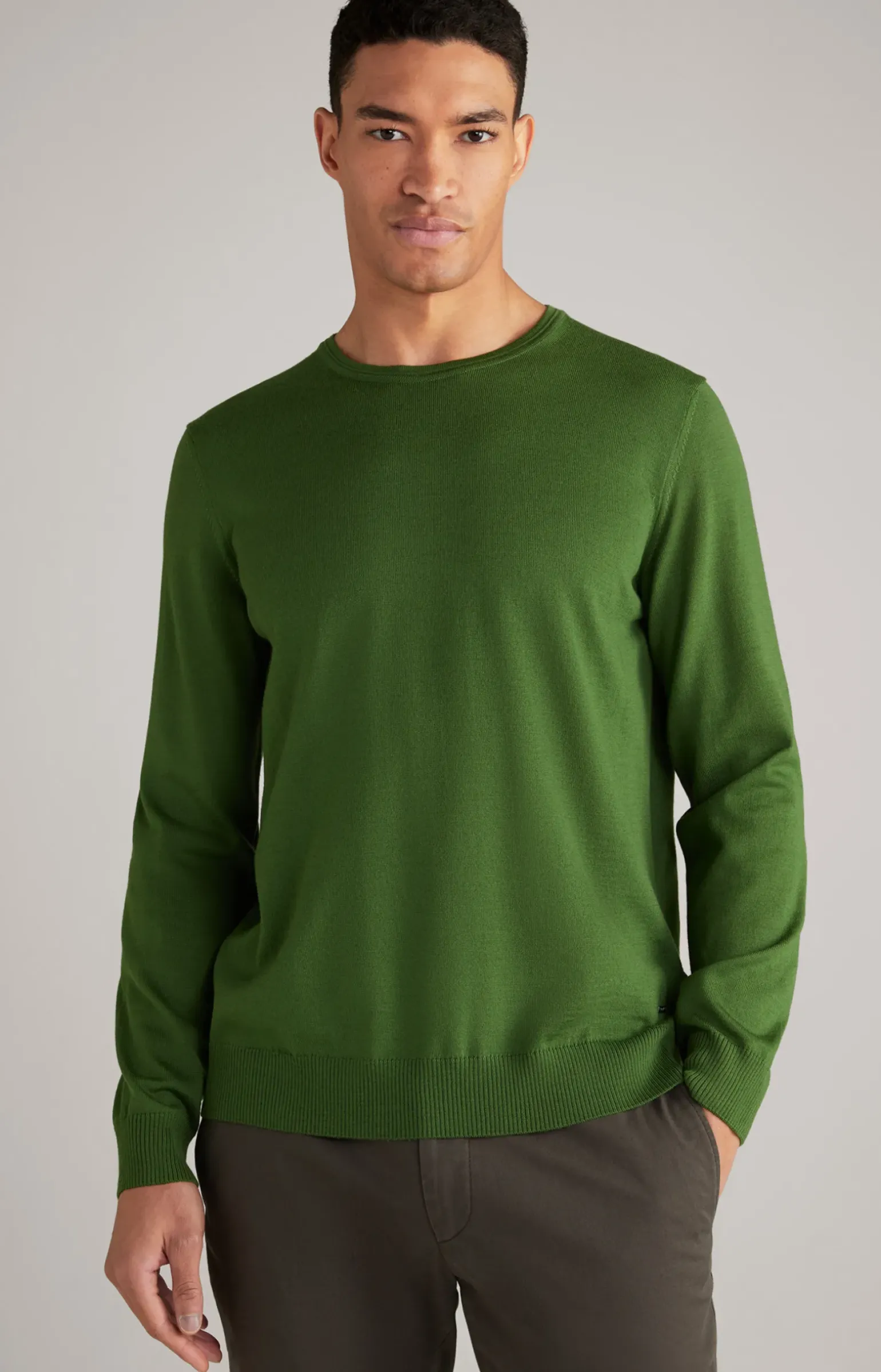 Merinowoll-Pullover Denny in Waldgrün