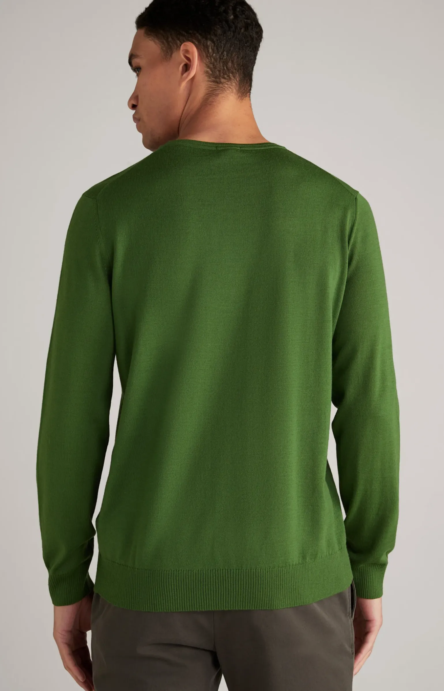 Merinowoll-Pullover Denny in Waldgrün