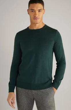 Merinowoll-Pullover Denny in Dunkelgrün