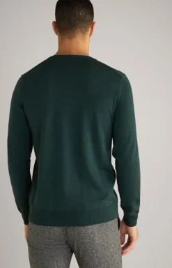 Merinowoll-Pullover Denny in Dunkelgrün