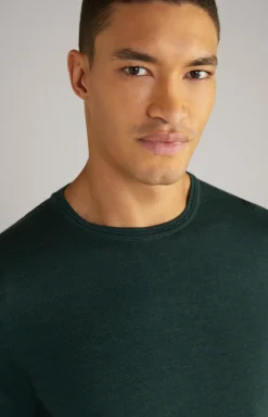 Merinowoll-Pullover Denny in Dunkelgrün