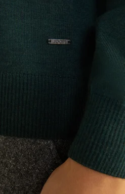 Merinowoll-Pullover Denny in Dunkelgrün