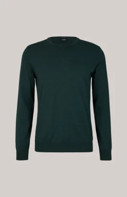 Merinowoll-Pullover Denny in Dunkelgrün