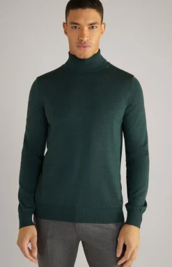Merinowoll-Pullover Donte in Dunkelgrün