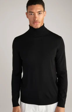 Merinowoll-Rollkragenpullover Donte in Schwarz