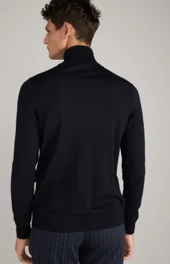 Merinowoll-Rollkragenpullover Donte in Dunkelblau