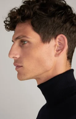 Merinowoll-Rollkragenpullover Donte in Dunkelblau