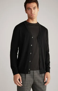 Merinowoll-Strickjacke Danilon in Schwarz