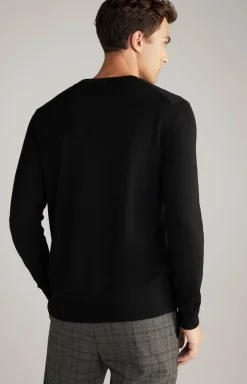 Merinowoll-Strickjacke Danilon in Schwarz