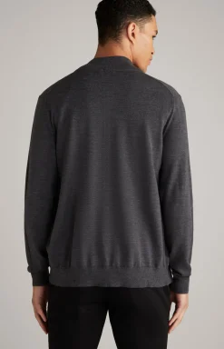 Merinowoll-Strickjacke Davis in Anthrazit