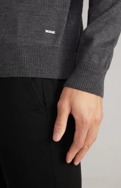 Merinowoll-Strickjacke Davis in Anthrazit