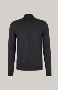 Merinowoll-Strickjacke Davis in Anthrazit