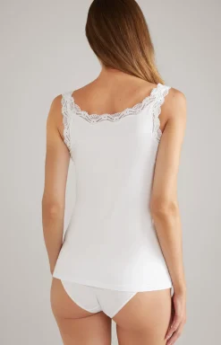 Modal-Spitzen-Top in Weiß