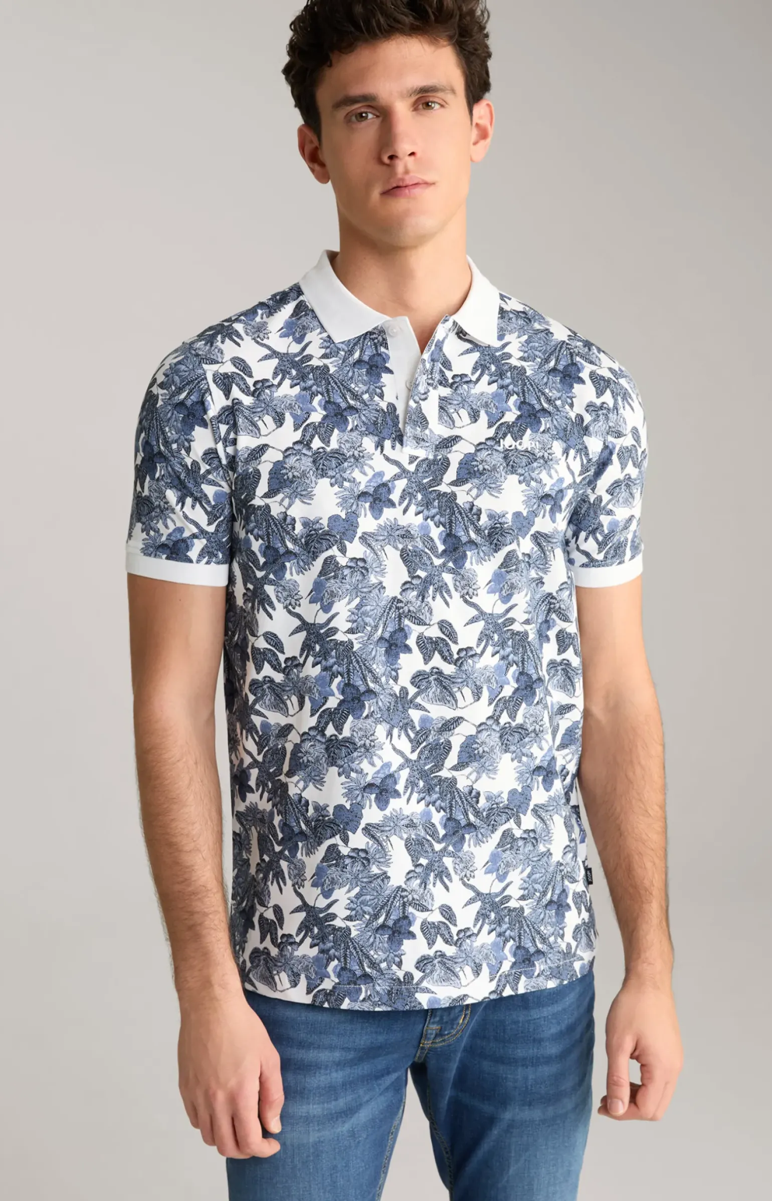 Poloshirt Perez in Blau/Weiß gemustert